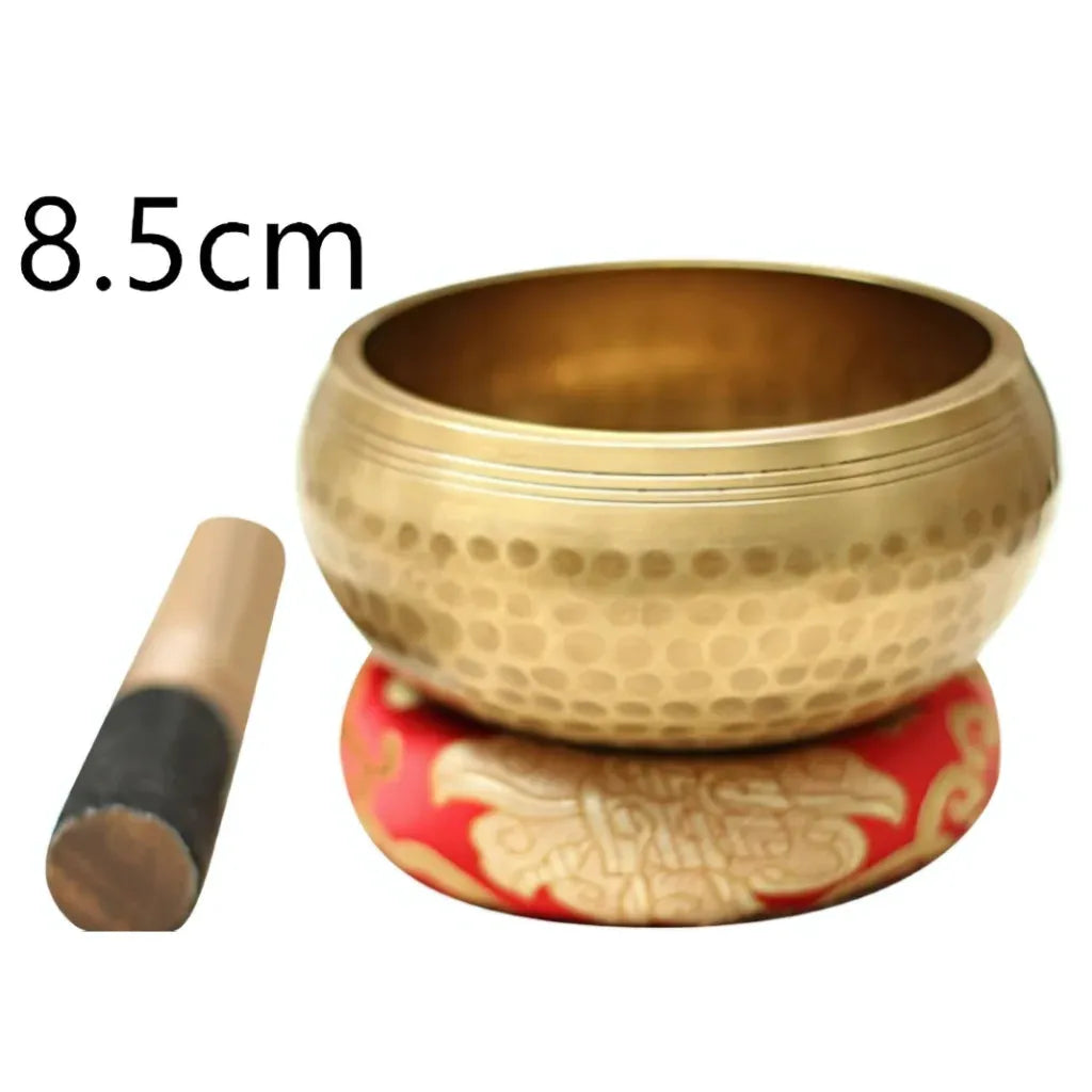 Tibetan Singing Bowls Healing Sound Tool - 8.5 cm(dia) Gold with red mat