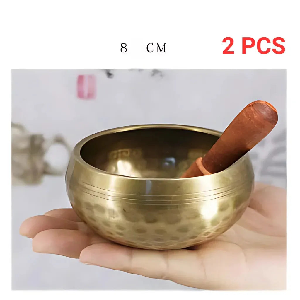 Tibetan Singing Bowls Healing Sound Tool - 8 cm(dia) Gold 2pcs