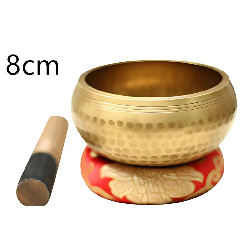 Tibetan Singing Bowls Healing Sound Tool - 8 cm(dia) Gold with red mat