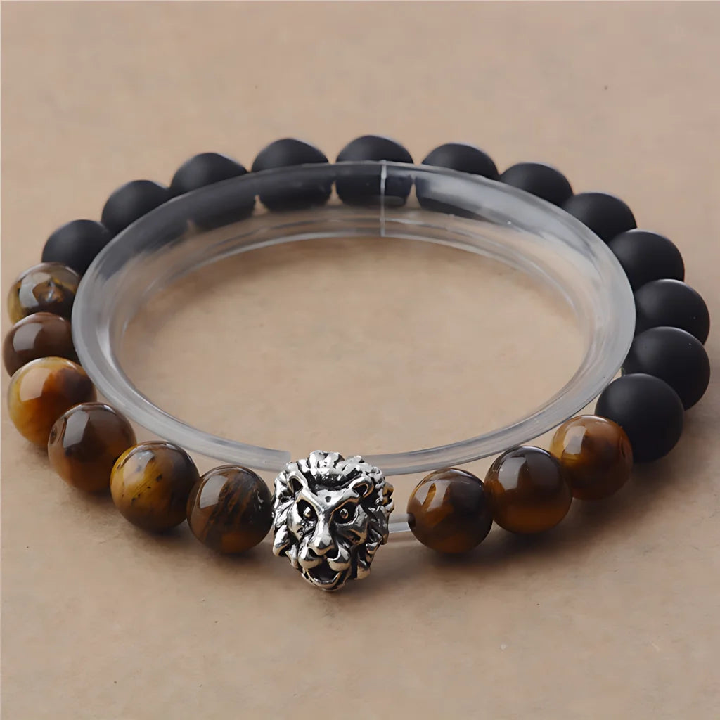 Tiger Eye Bead Bracelet For Strength And Grounding - Silver