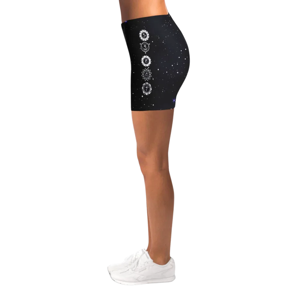 Tight Shorts For Women With Sun Moon Chakra Print