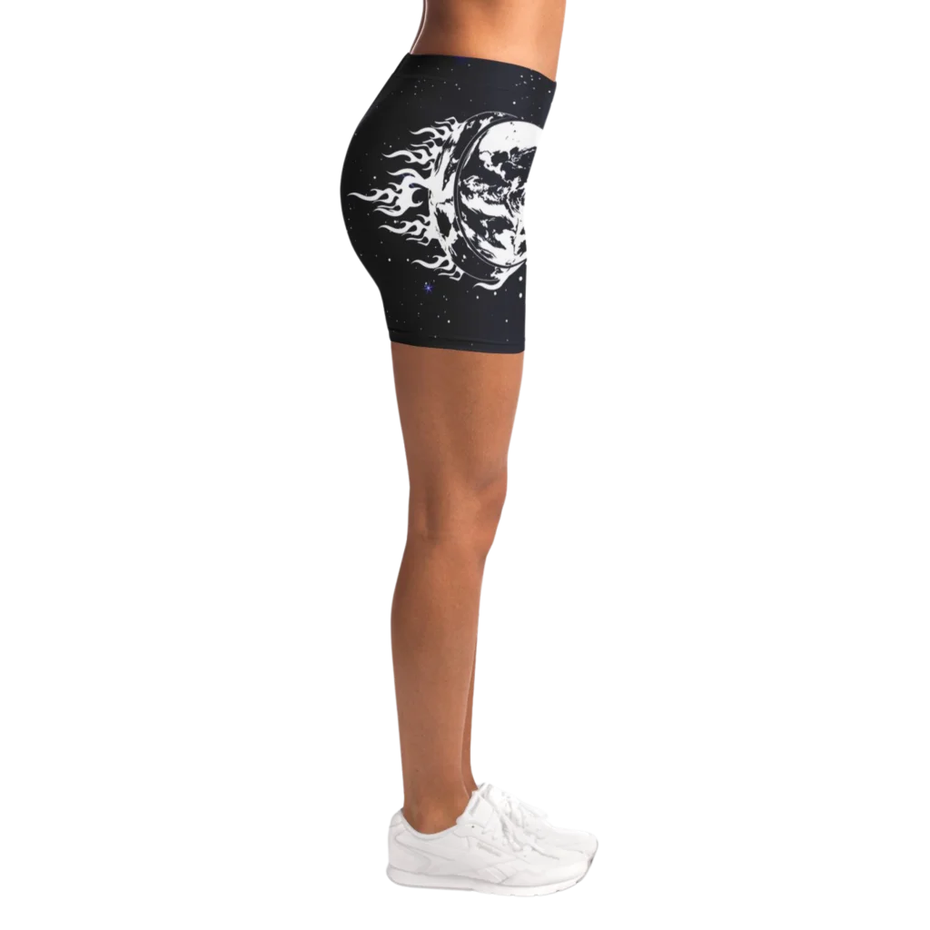 Tight Shorts For Women With Sun Moon Chakra Print