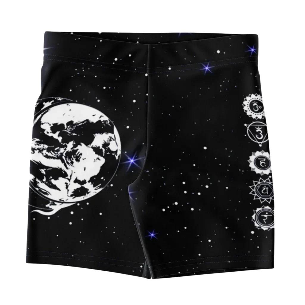 Tight Shorts For Women With Sun Moon Chakra Print