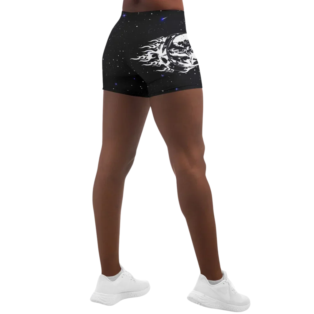 Tight Shorts For Women With Sun Moon Chakra Print