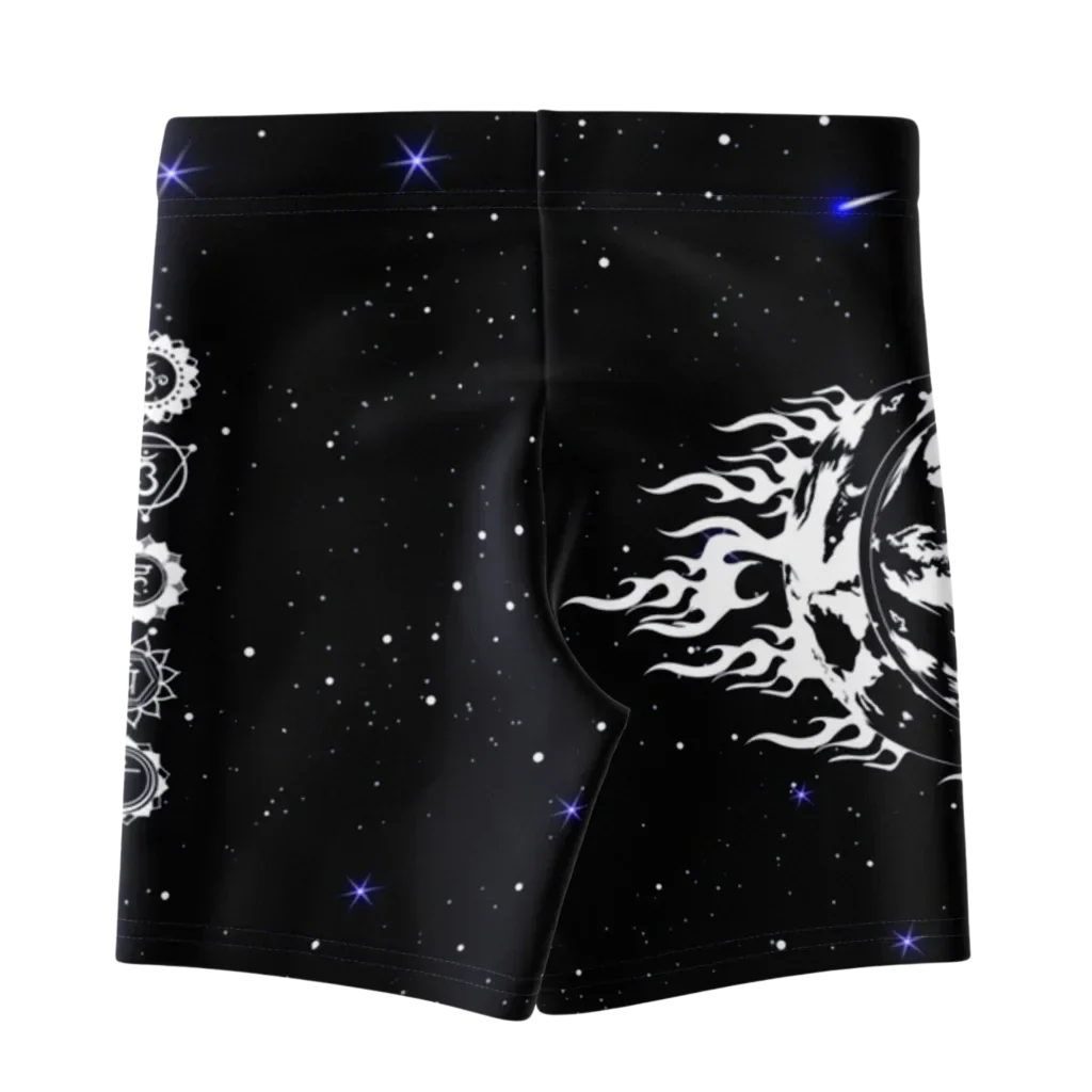 Tight Shorts For Women With Sun Moon Chakra Print
