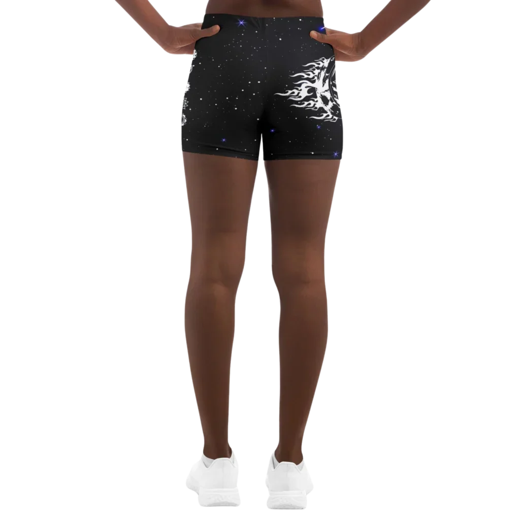 Tight Shorts For Women With Sun Moon Chakra Print