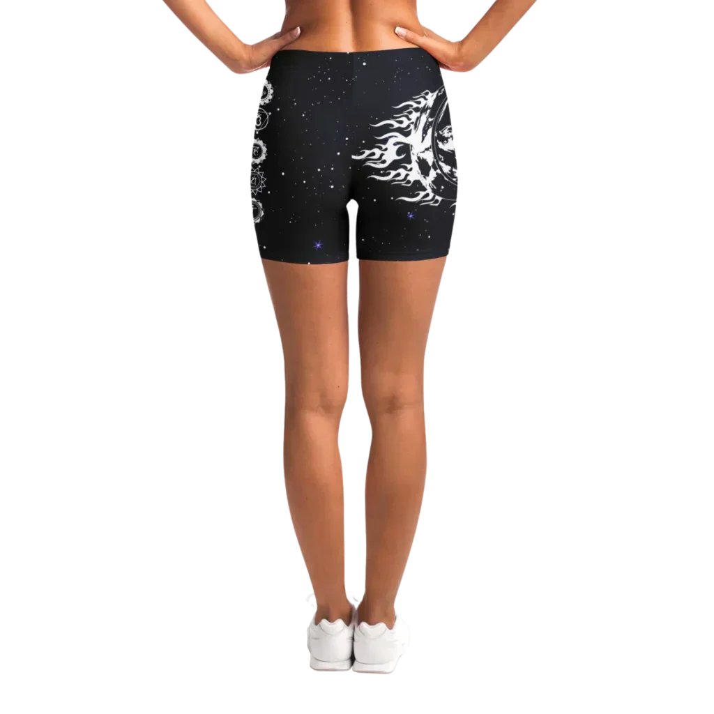 Tight Shorts For Women With Sun Moon Chakra Print