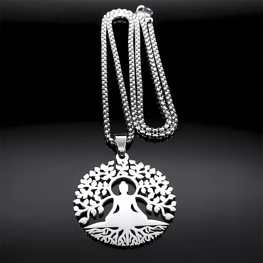 Tree Of Life Pendant With Buddha And Sacred Geometry