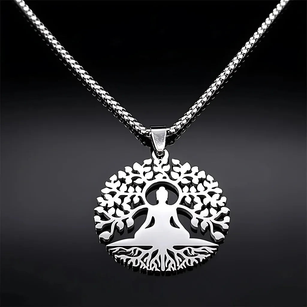 Tree Of Life Pendant With Buddha And Sacred Geometry