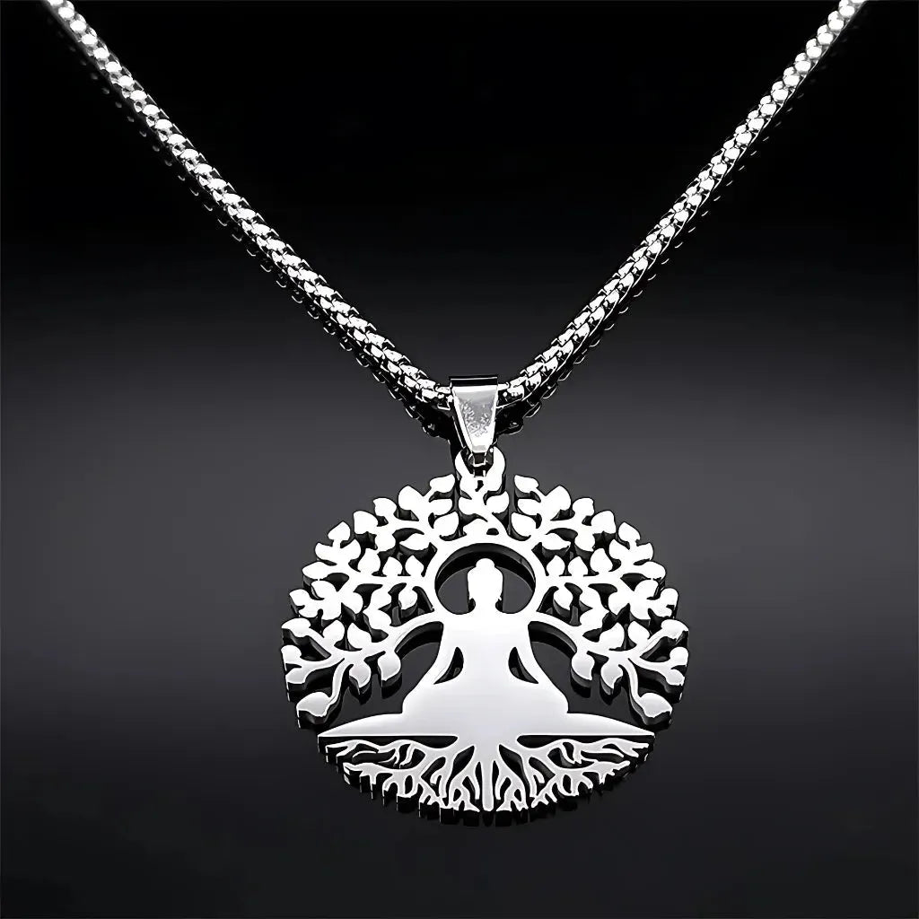 Tree Of Life Pendant With Buddha And Sacred Geometry