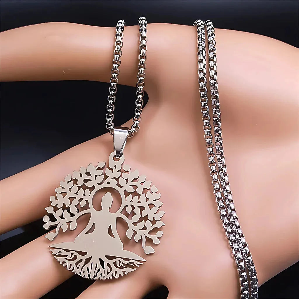 Tree Of Life Pendant With Buddha And Sacred Geometry