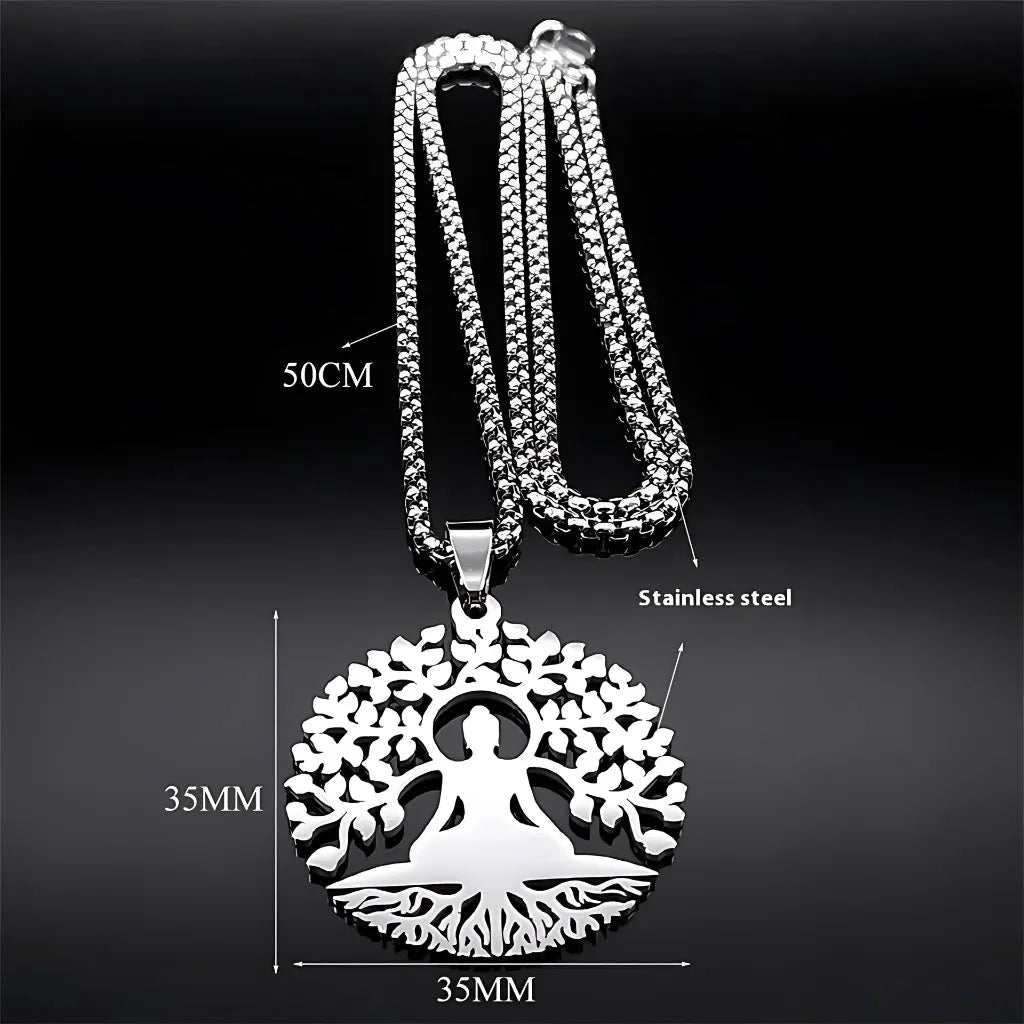 Tree Of Life Pendant With Buddha And Sacred Geometry