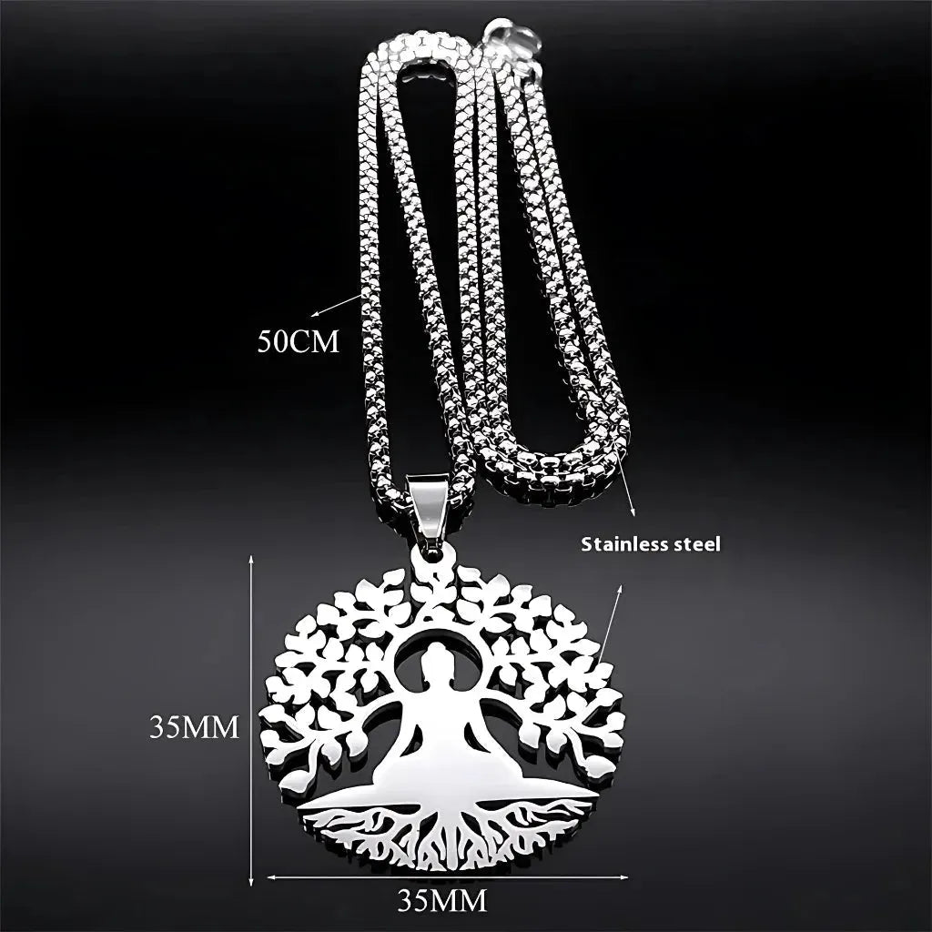 Tree Of Life Pendant With Buddha And Sacred Geometry