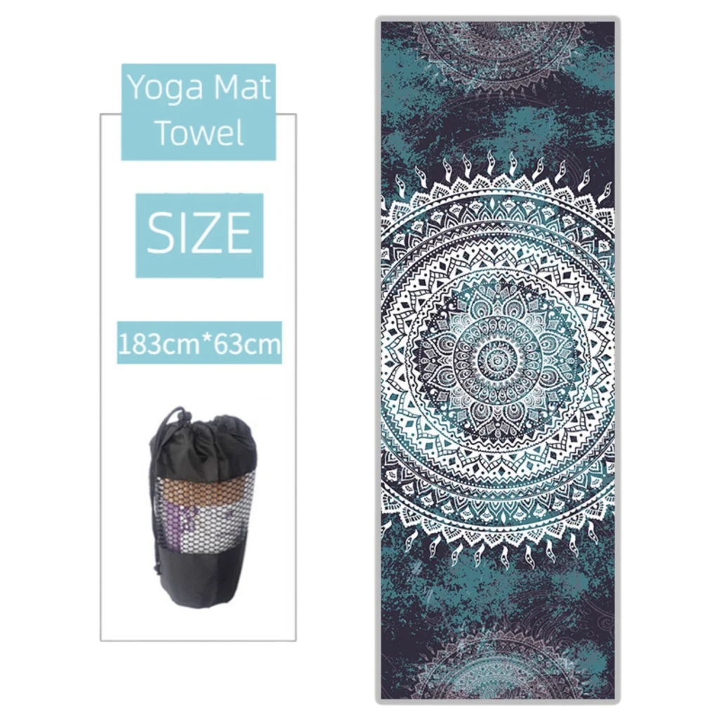 Ultra Grip Yoga Mat Towel Grip For Sweat-Free Flow - Blue and white / 183x63 cm
