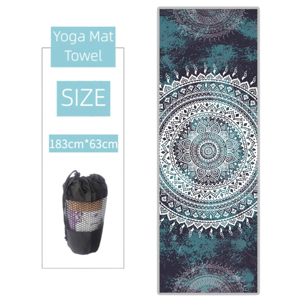 Ultra Grip Yoga Mat Towel Grip For Sweat-Free Flow - Blue and white / 183x63 cm