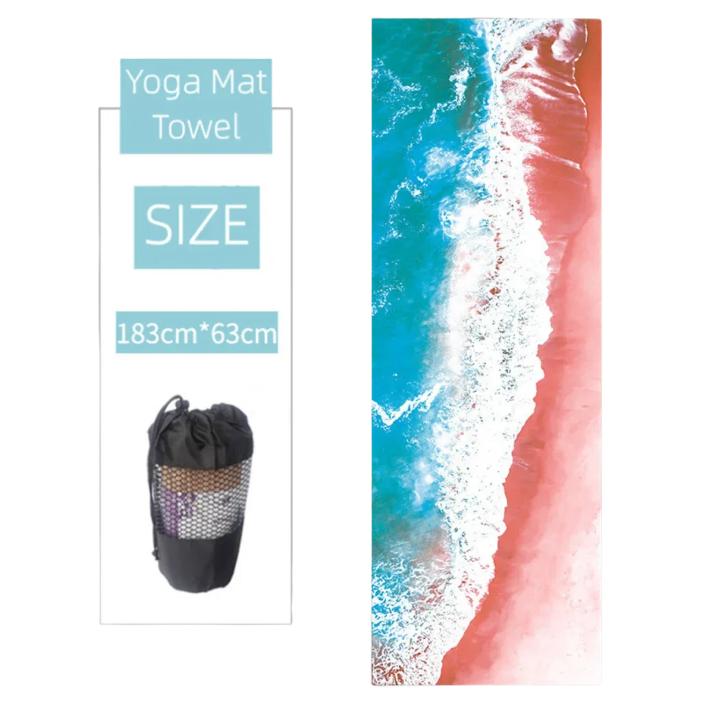 Ultra Grip Yoga Mat Towel Grip For Sweat-Free Flow - Coastline / 183x63 cm