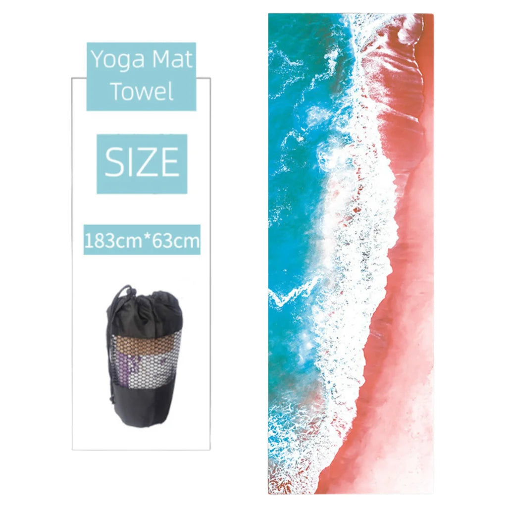 Ultra Grip Yoga Mat Towel Grip For Sweat-Free Flow - Coastline / 183x63 cm