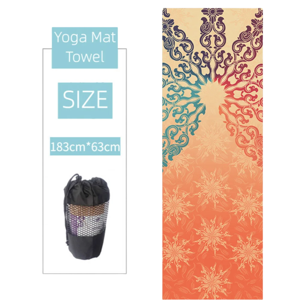Ultra Grip Yoga Mat Towel Grip For Sweat-Free Flow - Datura. Yellow / 183x63 cm