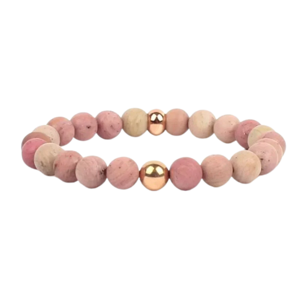 Unisex Wellness Bracelet Stones With Metal Accents - Gold / Bead Diameter: 8mm