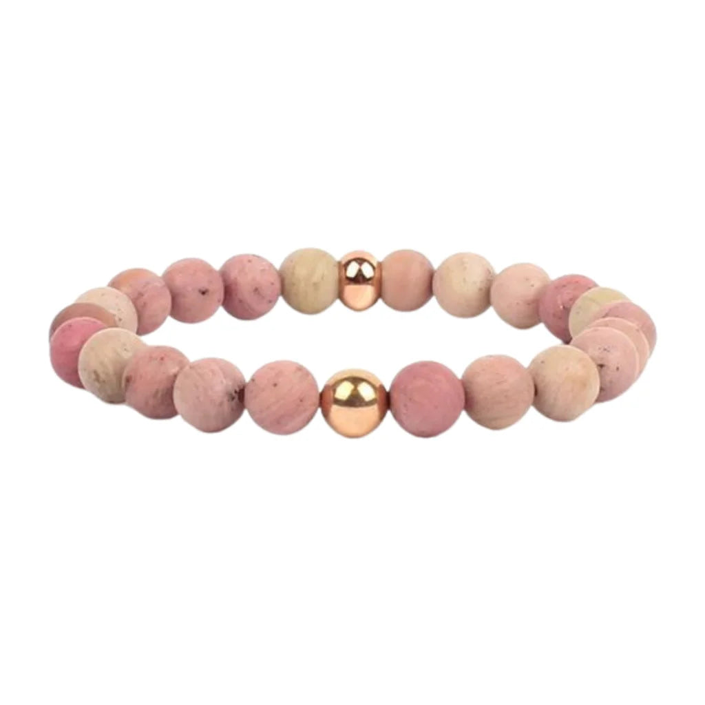 Unisex Wellness Bracelet Stones With Metal Accents - Gold / Bead Diameter: 8mm