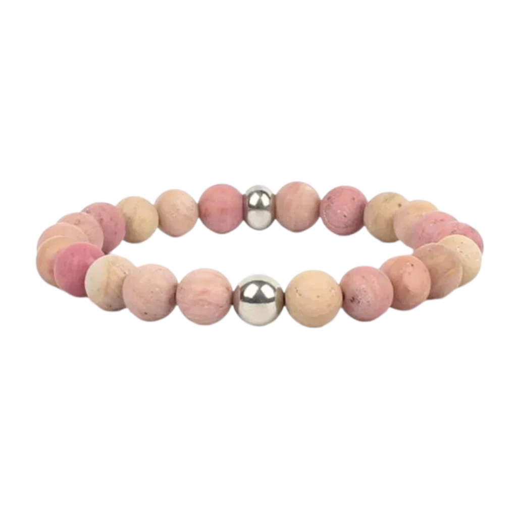 Unisex Wellness Bracelet Stones With Metal Accents - Silver / Bead Diameter: 8mm