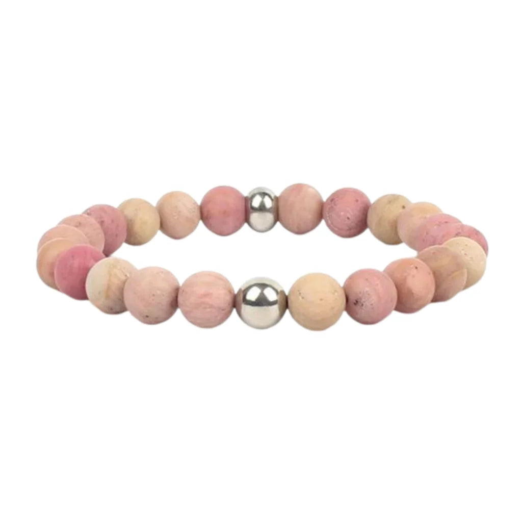 Unisex Wellness Bracelet Stones With Metal Accents - Silver / Bead Diameter: 8mm