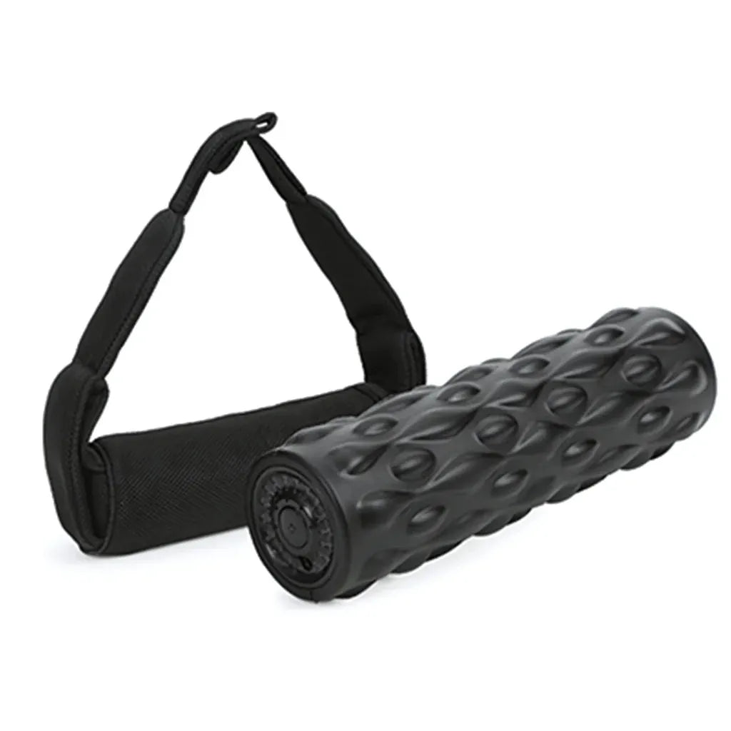 Vibrating Back Massage Roller For Muscle Recovery - Black / Comes with mesh bag