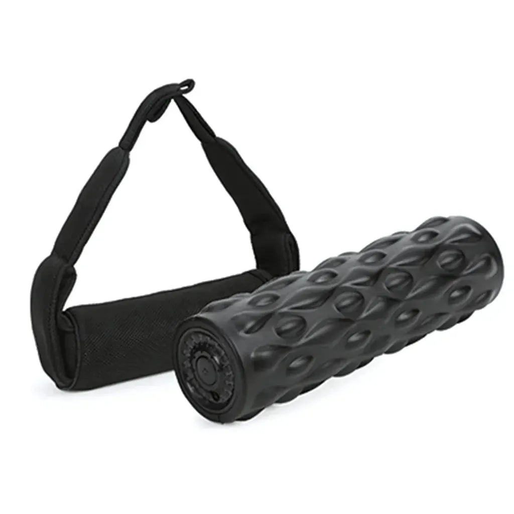 Vibrating Back Massage Roller For Muscle Recovery - Black / Comes with mesh bag