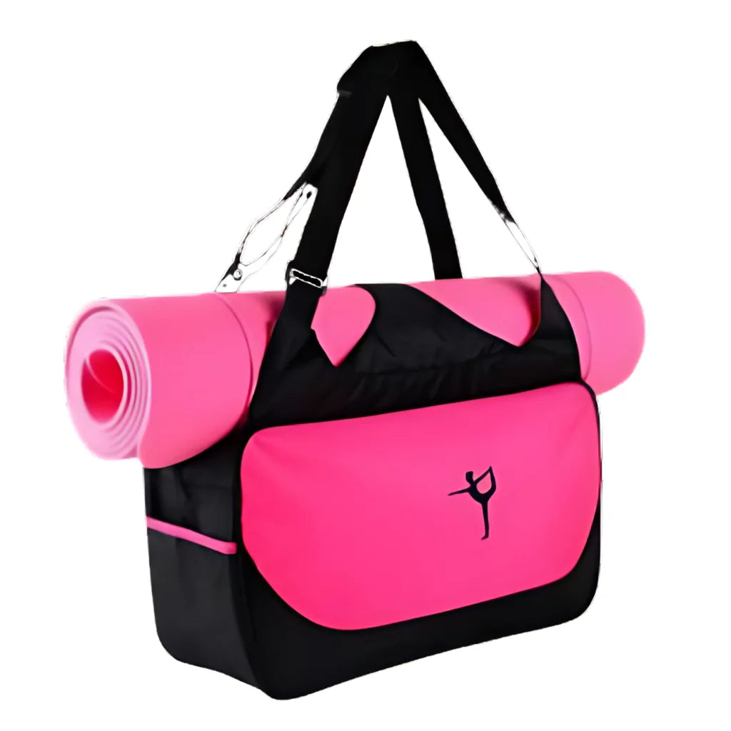 Waterproof Oxford Yoga Duffle Bag With Compartments - Rose Red