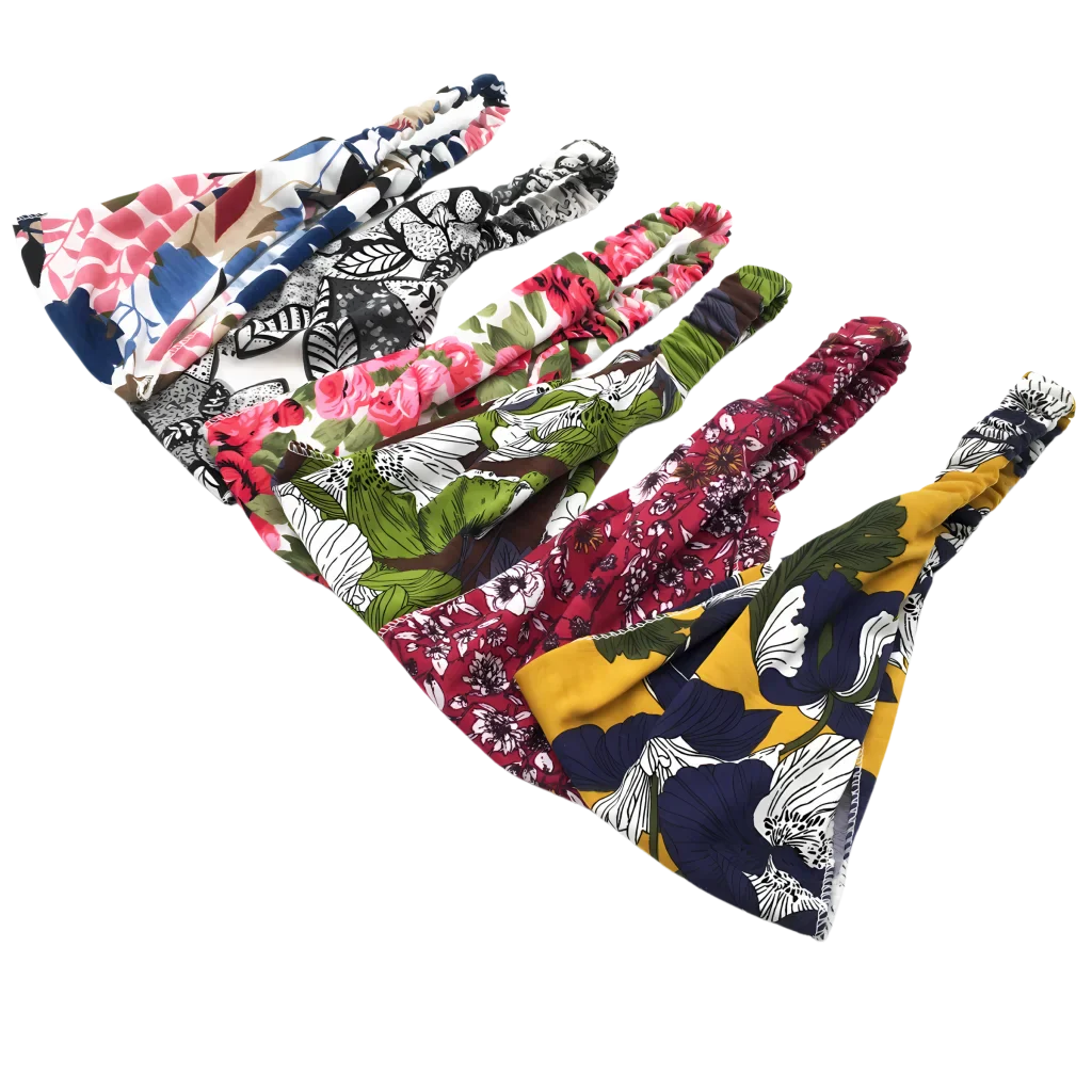 Wide Boho Headbands With Floral Print For Women
