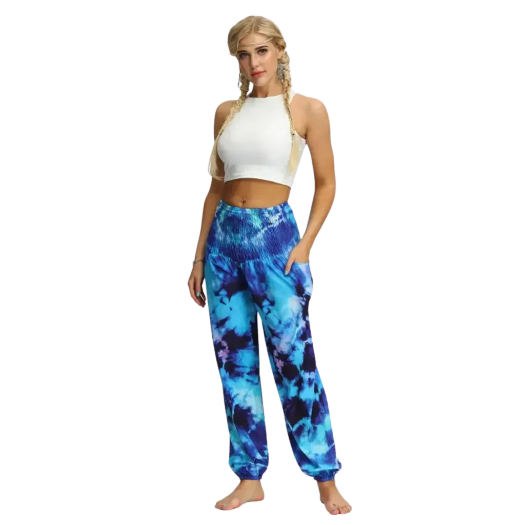 Women’s Boho Pants With High Waist Bloomers Fit - Style B / one size
