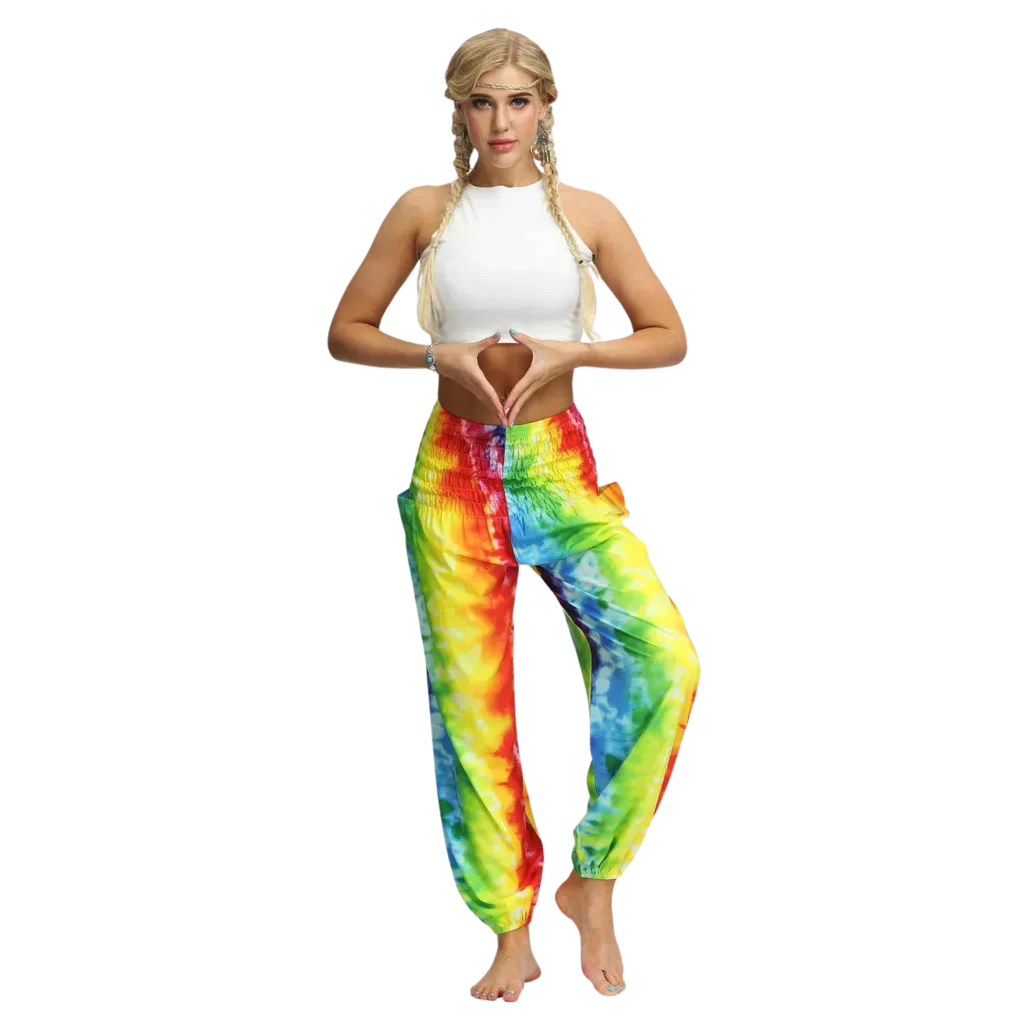 Women’s Boho Pants With High Waist Bloomers Fit - Style E / one size