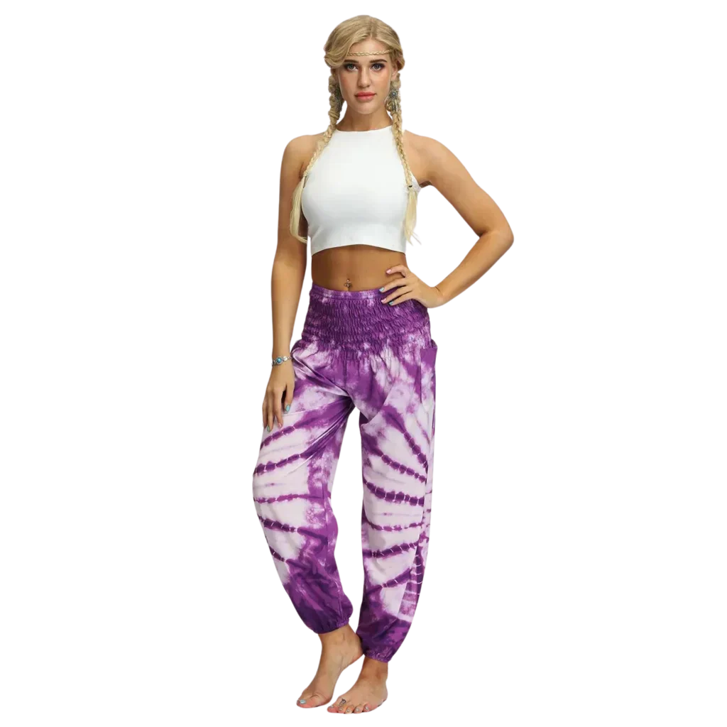 Women’s Boho Pants With High Waist Bloomers Fit - Style F / one size