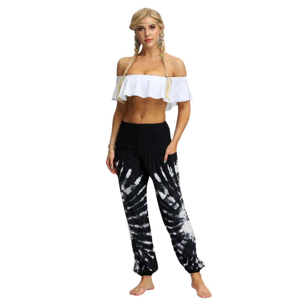 Women’s Boho Pants With High Waist Bloomers Fit - Style G / one size