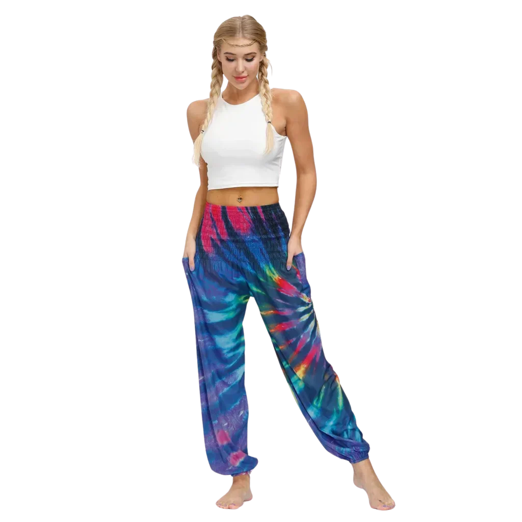 Women’s Boho Pants With High Waist Bloomers Fit - Style H / one size