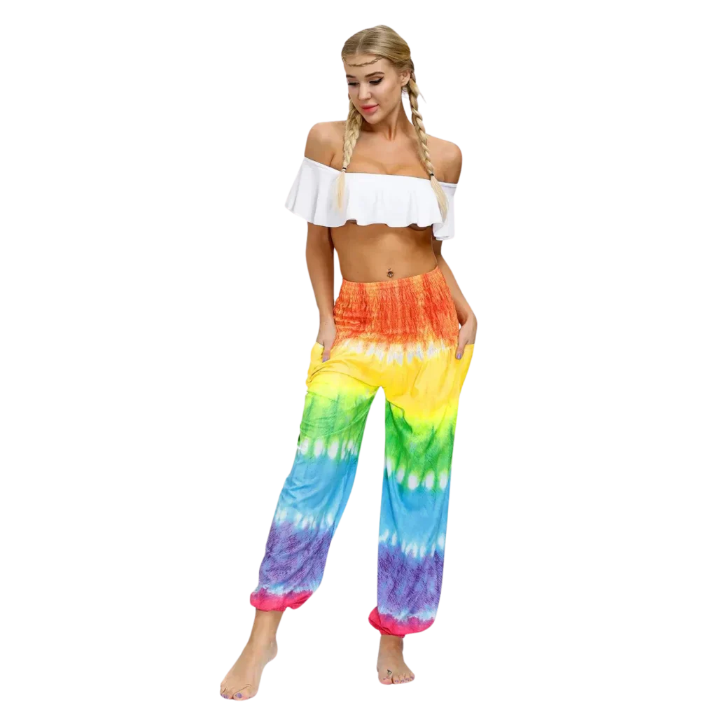 Women’s Boho Pants With High Waist Bloomers Fit - Style I / one size