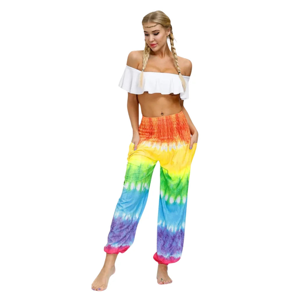 Women’s Boho Pants With High Waist Bloomers Fit - Style I / one size