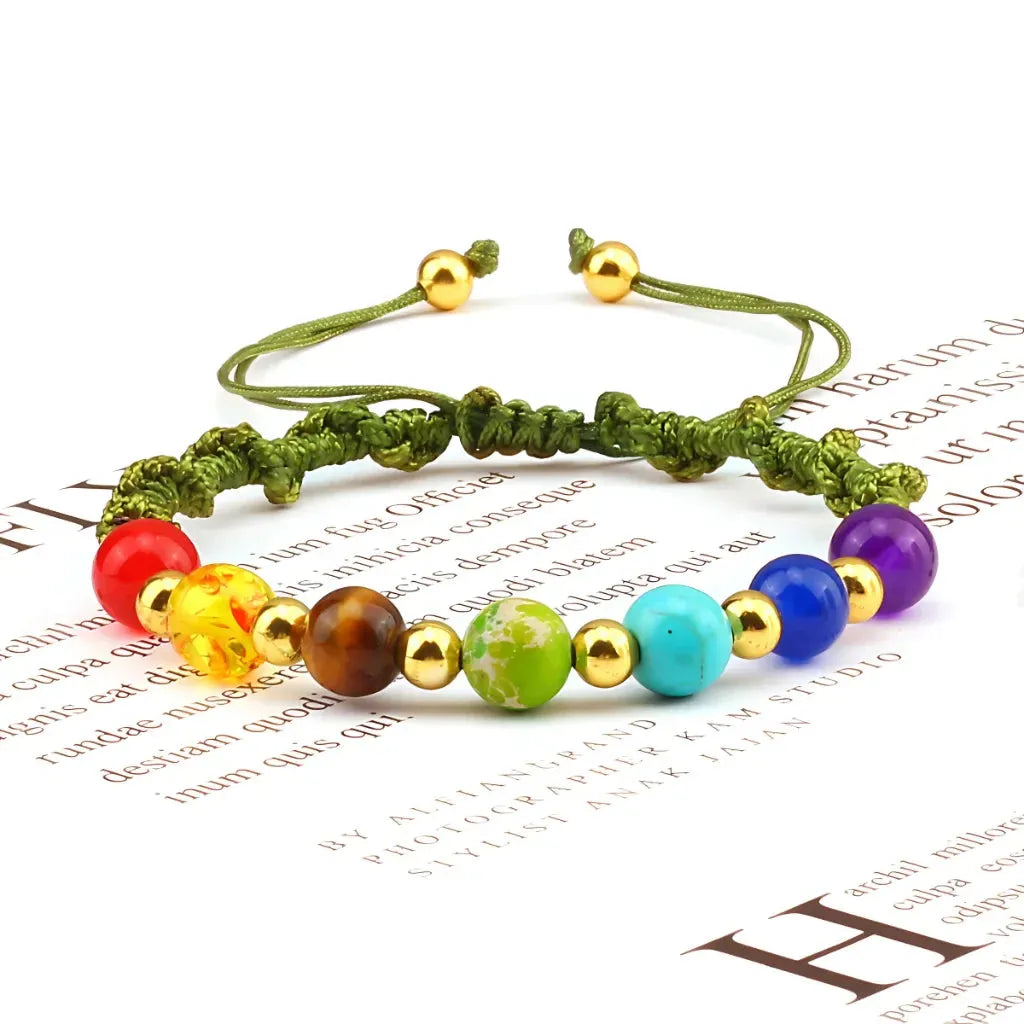 Woven Bracelets With Adjustable Copper Beads - Army Green / Gold