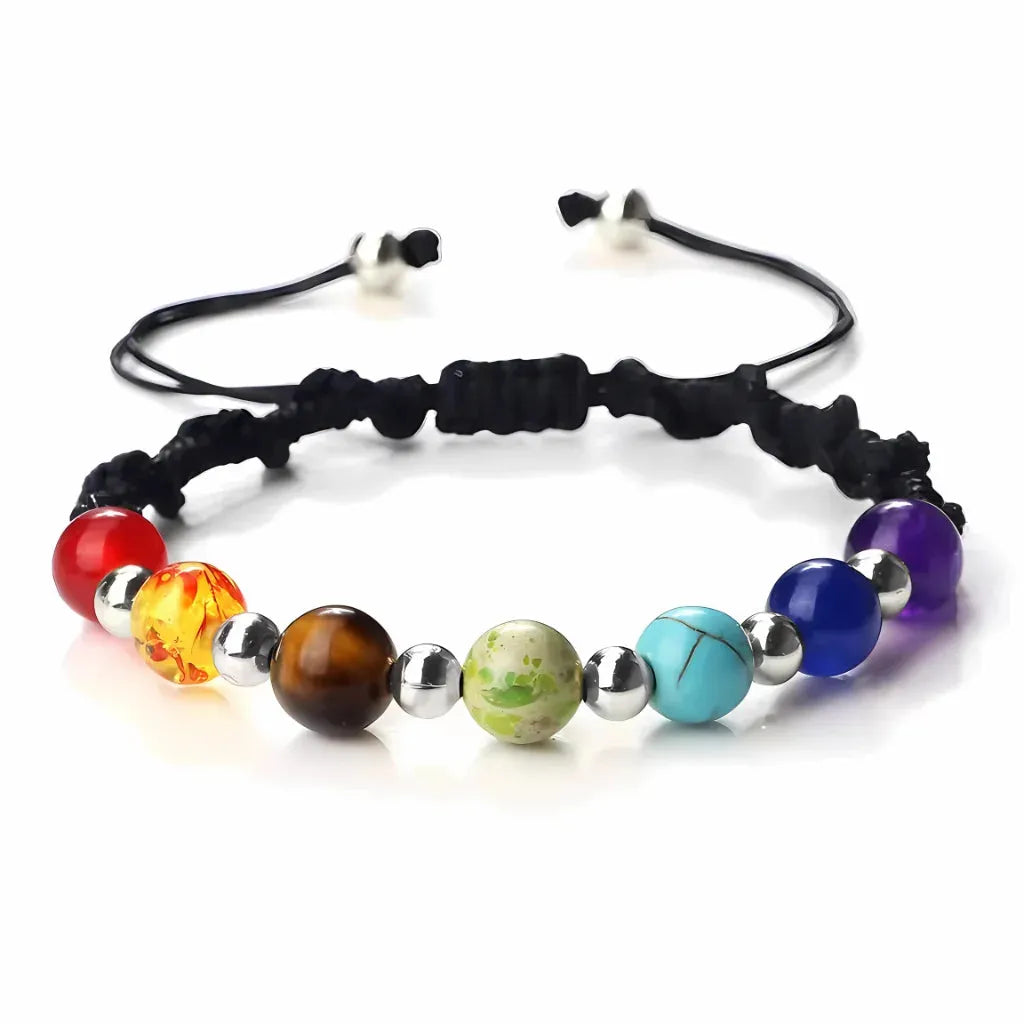 Woven Bracelets With Adjustable Copper Beads - Black / Silver