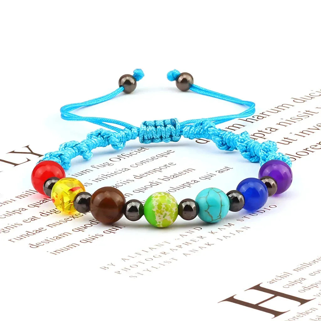 Woven Bracelets With Adjustable Copper Beads - Blue / Gun Black