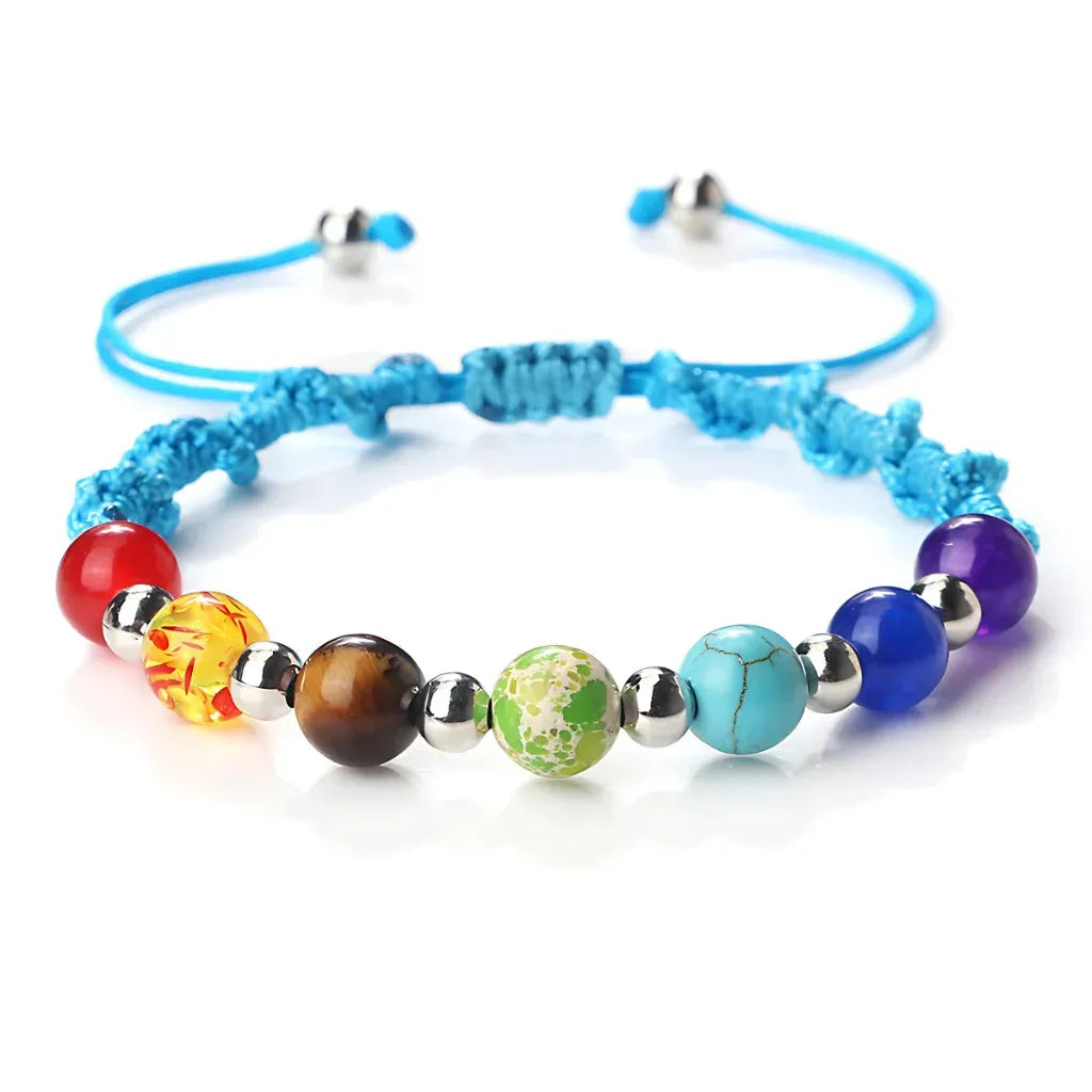 Woven Bracelets With Adjustable Copper Beads - Blue / Silver