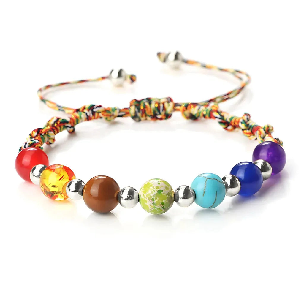 Woven Bracelets With Adjustable Copper Beads - Color / Silver