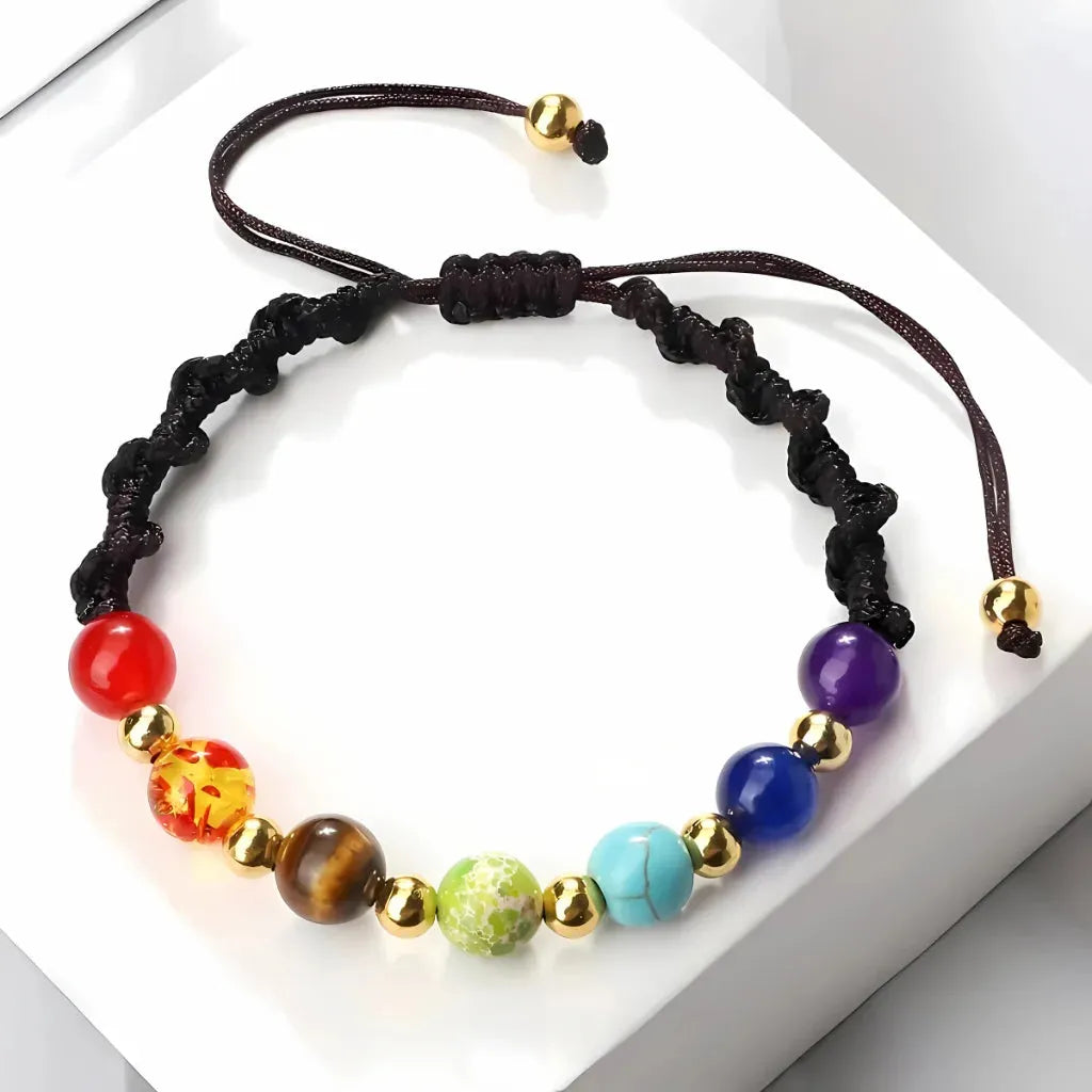 Woven Bracelets With Adjustable Copper Beads - Dark Brown / Gold
