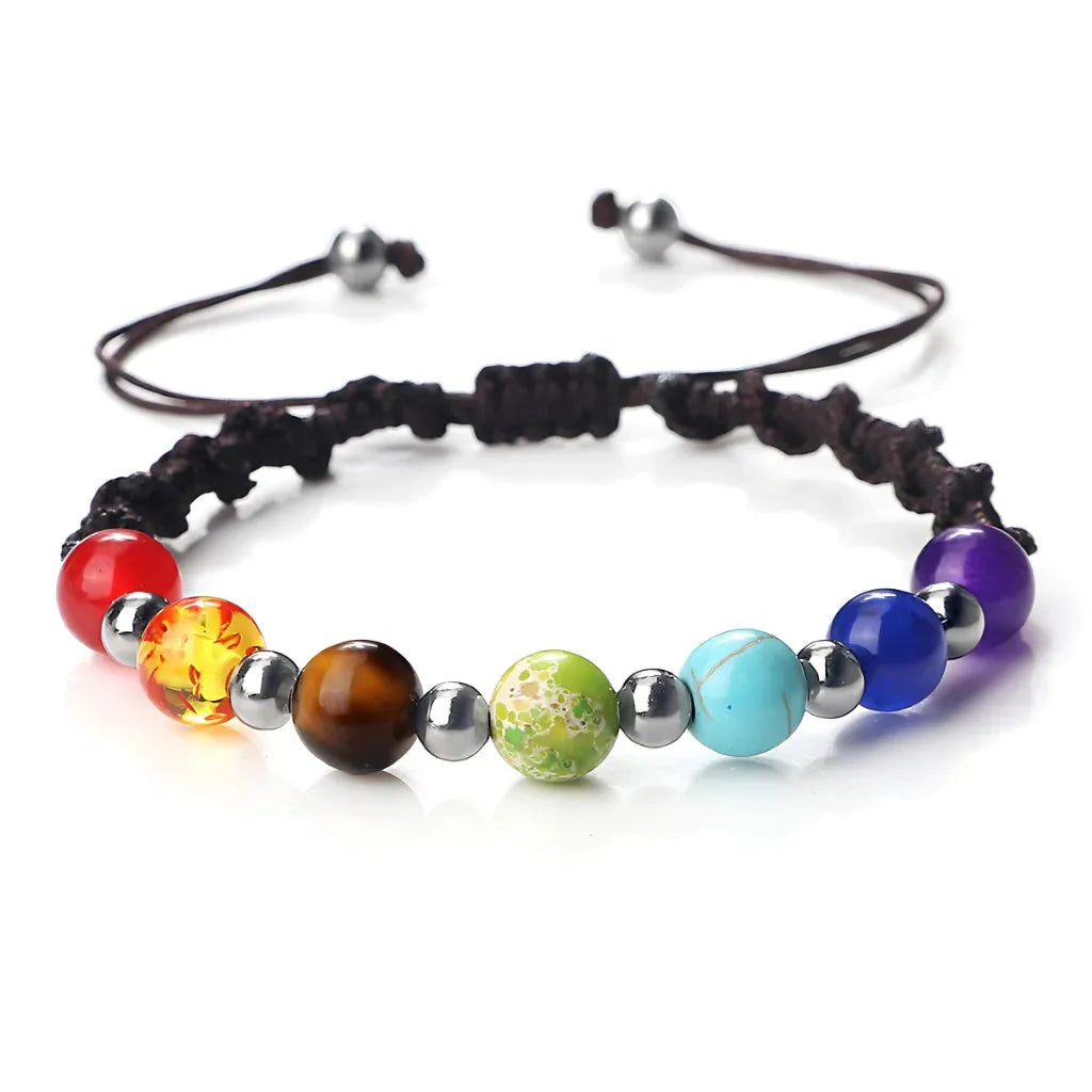 Woven Bracelets With Adjustable Copper Beads - Dark Brown / Silver