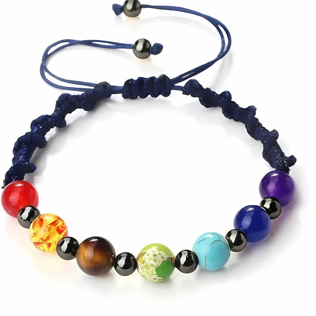 Woven Bracelets With Adjustable Copper Beads - Navy Blue / Gun Black