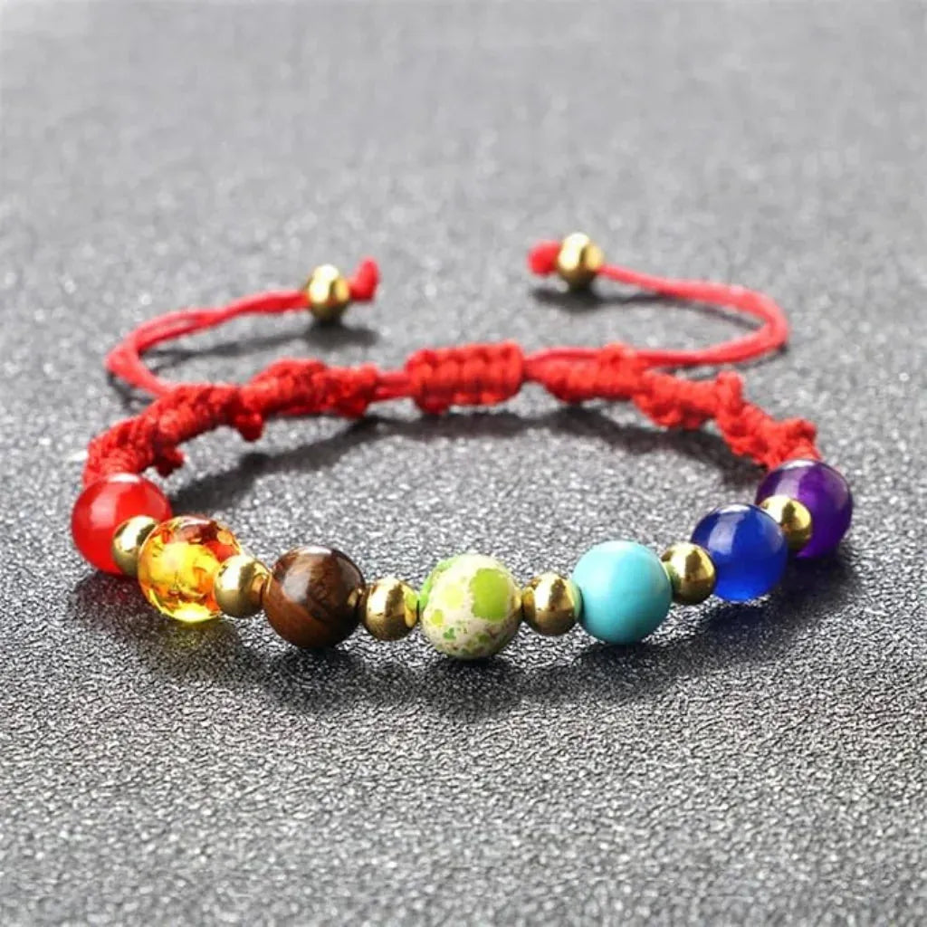 Woven Bracelets With Adjustable Copper Beads - Red / Gold