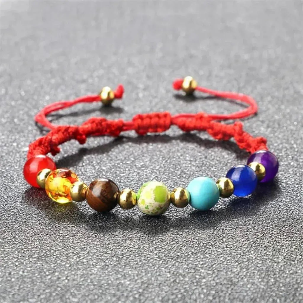 Woven Bracelets With Adjustable Copper Beads - Red / Gold