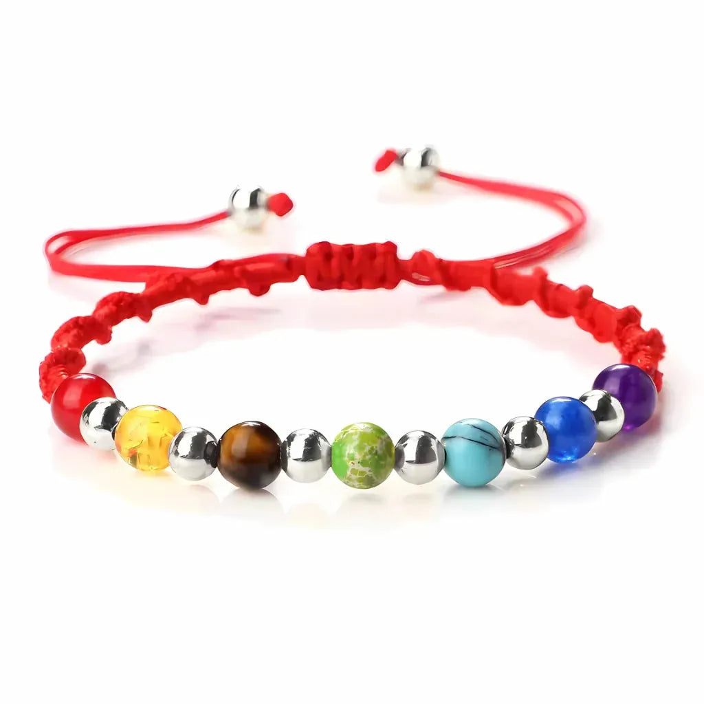 Woven Bracelets With Adjustable Copper Beads - Red / Silver