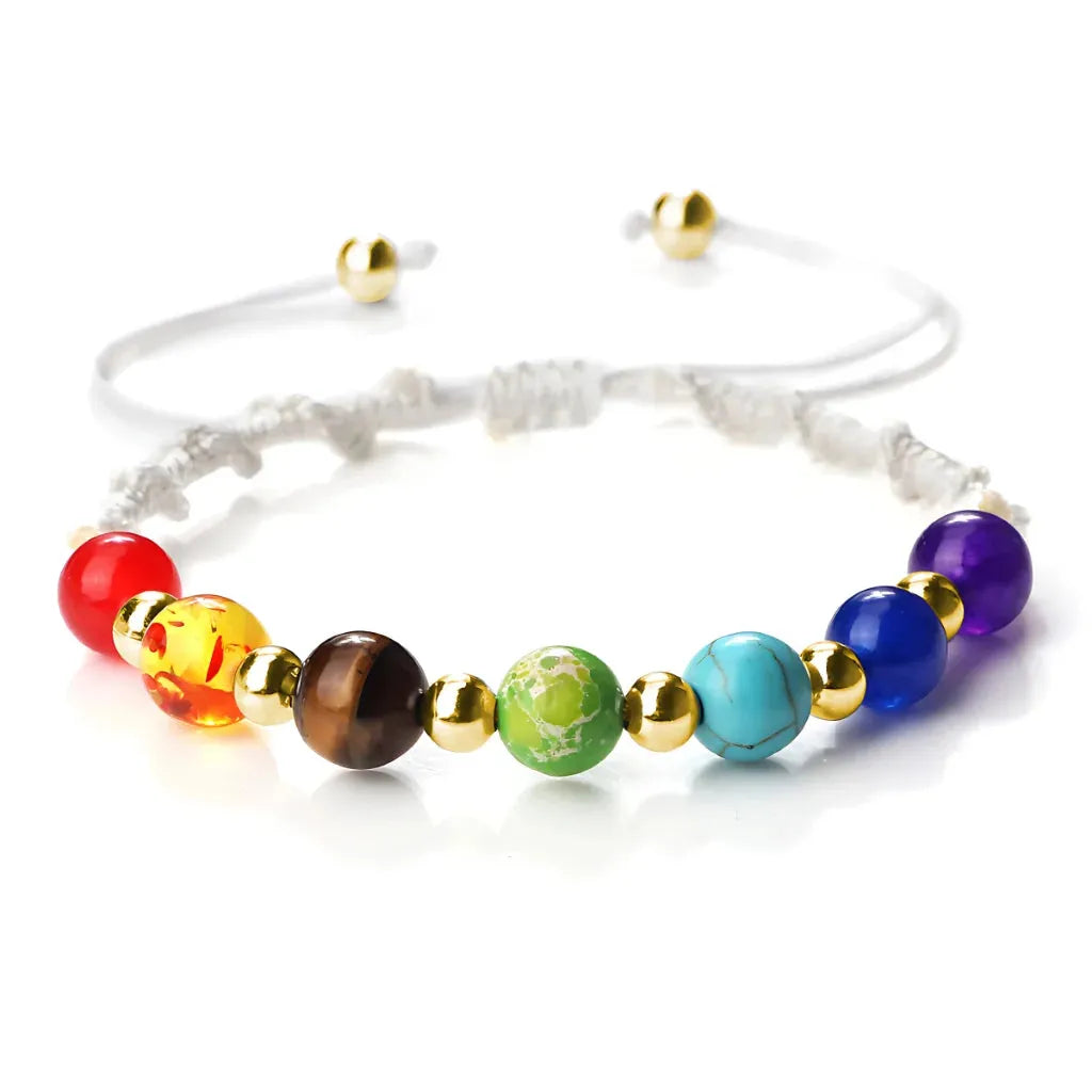 Woven Bracelets With Adjustable Copper Beads - White / Gold