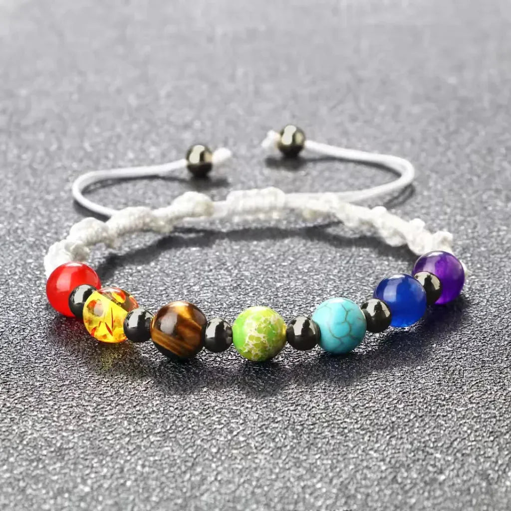 Woven Bracelets With Adjustable Copper Beads - White / Gun Black